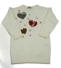 Bílé pletené šaty se srdíčky z flitrů Peacocks