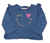 Tmavomodré tričko so smajlíkom