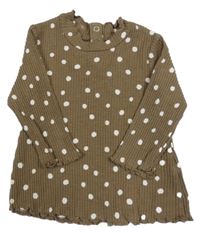 Hnedé bodkovaná é rebrované tričko George