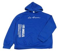 Modrá mikina s nápisom a kapucňou Shein