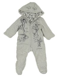 Bielo-sivá zateplená kombinéza s medvídkem Pú a kapucňou George