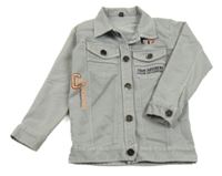 Svetlosivá rifľová bunda s nápisom