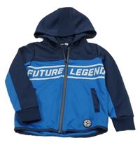 Tmavomodro-modrá športová prepínaci mikina s nápisom a kapucňou Pep&Co