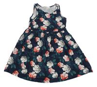 Tmavomodré šaty s květinami H&M