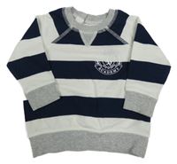 Bielo-sivo-tmavomodrá pruhovaná mikina H&M