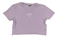 Lila rebrované crop tričko s logom River Island