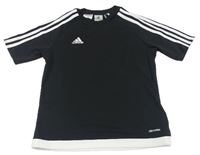 Černé sportovní funkční tričko s pruhy Adidas