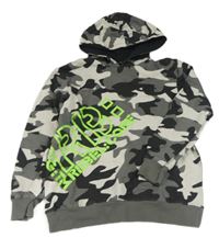 Černo-šedá army mikina s nápisem a kapucí bpc