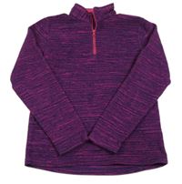 Fialovo-ružová žíhaná fleecová funkčná mikina zn. Quechua