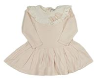 Světlerůžové bavlněné šaty s volánky Patachau