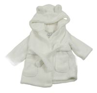 Biely chlpatý župan s kapucňou F&F