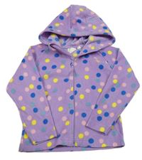 Fialovo-barevná puntíkatá fleecová funkční propínací mikina s kapucí Mountain Warehouse