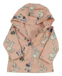 Broskvová nepromokavá jarní bunda s Minnií a kapucí 