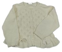 Smetanový propínací svetr s perforovaným vzorem Next