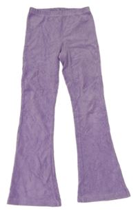 Lila žebrované sametové flare kalhoty S. Oliver