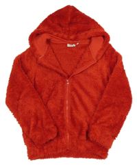 Červená chlupatá propínací mikina s kapucí Name it
