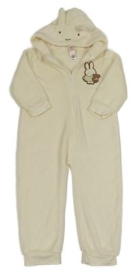 Smetanová chlupatá kombinéza s Miffym a kapucí 