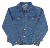 Modrá rifľová bunda s kamienkami