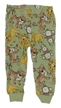 Zelené pyžamové nohavice so zvířaty