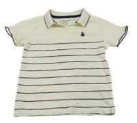 Smetanovo-tmavomodré pruhované polo tričko s loďkou Primark