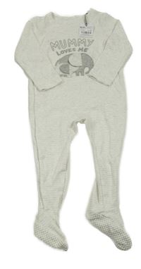 Nové - Bílo-šedý pruhovaný overal se slony Tu