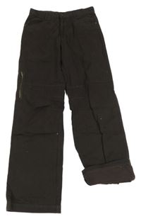 Tmavohnědé plátěné podšité kalhoty