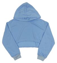 Svetlomodrá crop mikina s kapucňou