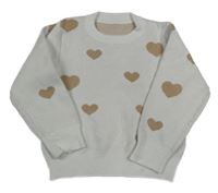 Smotanový sveter so srdiečkami Shein