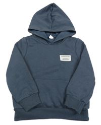 Tmavomodrošedá mikina s nášivkou a kapucňou Shein