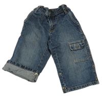 Tmavomodré rifľové rolovacieé kraťasy s vreckom