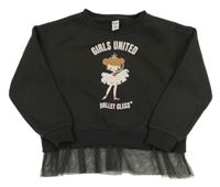 Antracitová mikina s baletkou a tylovým prvkem Dopodopo