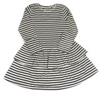 Tmavošedo-bílé pruhované bavlněné šaty C&A