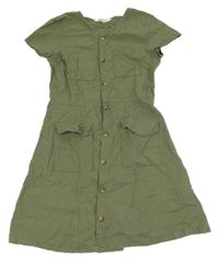 Khaki košilové propínací šaty H&M