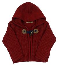 Červený vzorovaný prepínaci sveter s kapucňou