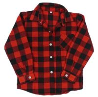 Červeno-čierna kockovaná flanelová košeľa