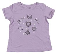 Levandulové tričko s vesmírom Primark