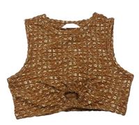 Béžovo-hrdzavý vzorovaný crop top zn. Matalan
