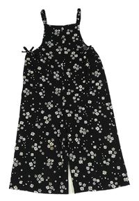 Černý culottes kalhotový overal s kytičkami Matalan 