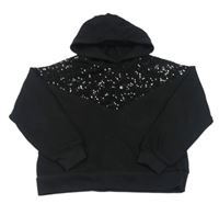 Čierna crop mikina s flitrami a kapucňou zn. JEFF&CO