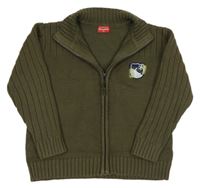 Khaki prepínaci sveter s nášivkou Sanetta