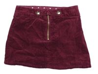 Tmavoružová zamatová menšestrová sukňa so zipsom Dunnes