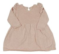 Světlerůžové svetrové šaty s volánky Matalan