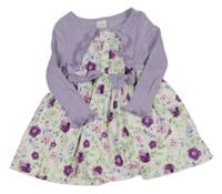 Levandulovo-biele šaty s kvietkami