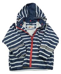 Tmavomodro-biela pruhovaná nepromokavá bunda s odopínacíá kapucňou Nordbjorn