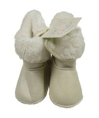 Nové - Smotanové trblietavé semišové zateplené papučky Miniclub vel. 18