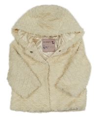 Smotanová kožušinová zateplená bunda s kapucňou Tu