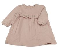 Nové - Světlerůžové teplákové šaty s volánky F&F