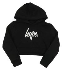 Čierna crop mikina s logom a kapucňou Hype