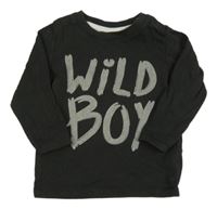 Tmavosivé tričko s nápisom H&M