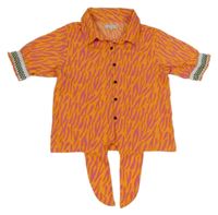 Oranžovo-růžová vzorovaná halenka se zavazováním D-zine